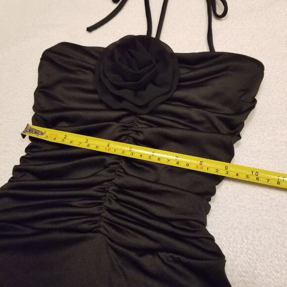 NWT Bodysuit with Rosette Black Halter Tube Top Shirt Ruched Sleeveless XS Gaze - Picture 13 of 13